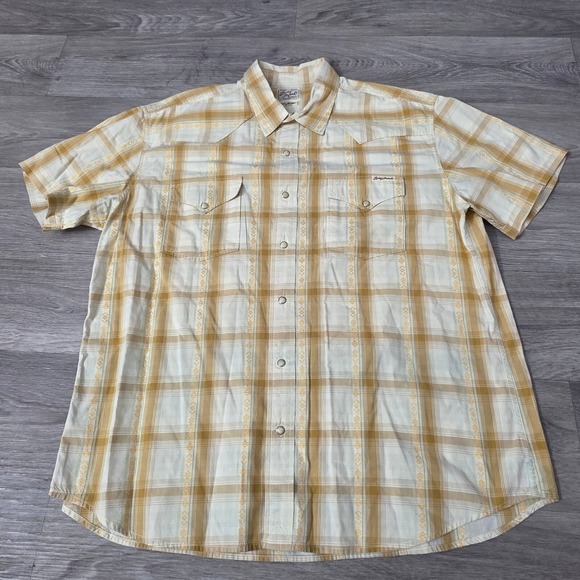 Lucky Brand Western Shirt Plaid Short Sleeve Button Up Casual‎ XXL - Picture 1 of 7
